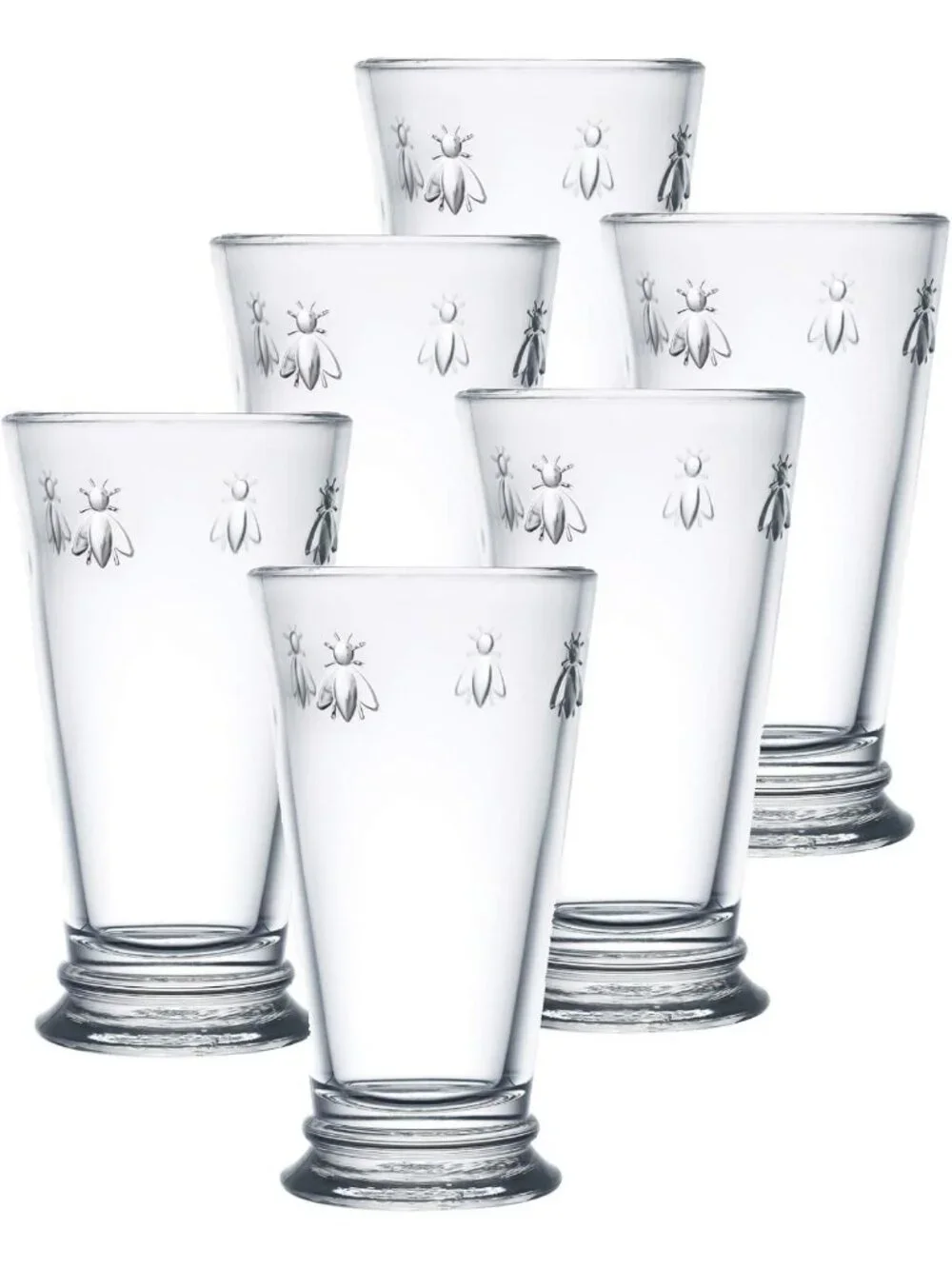 Elegant Double Old Fashioned Tumblers Set of 6 - Fancy Bee Glassware (15 oz)